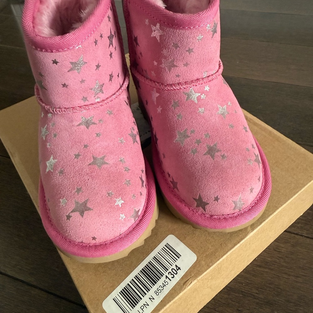 UGG Pink and Silver Starry Boots Cozy Suede. Brand new
